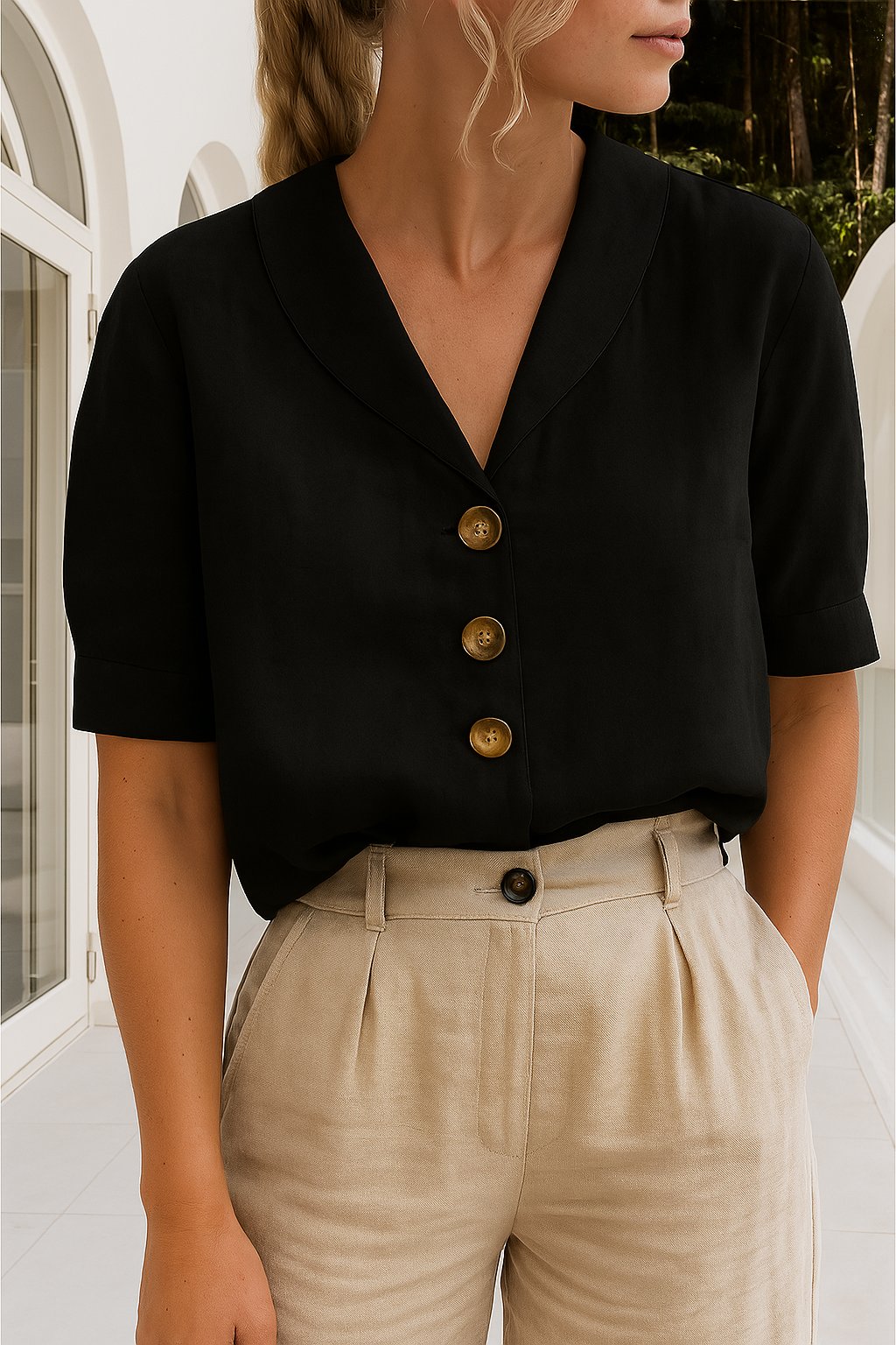 Women's Classic V-Neck Blouse