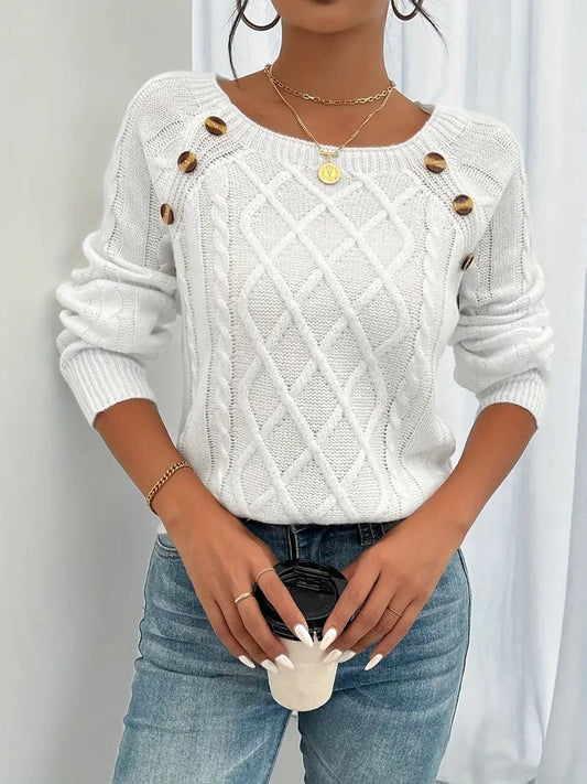 Women's Cable Knit Button Jumper