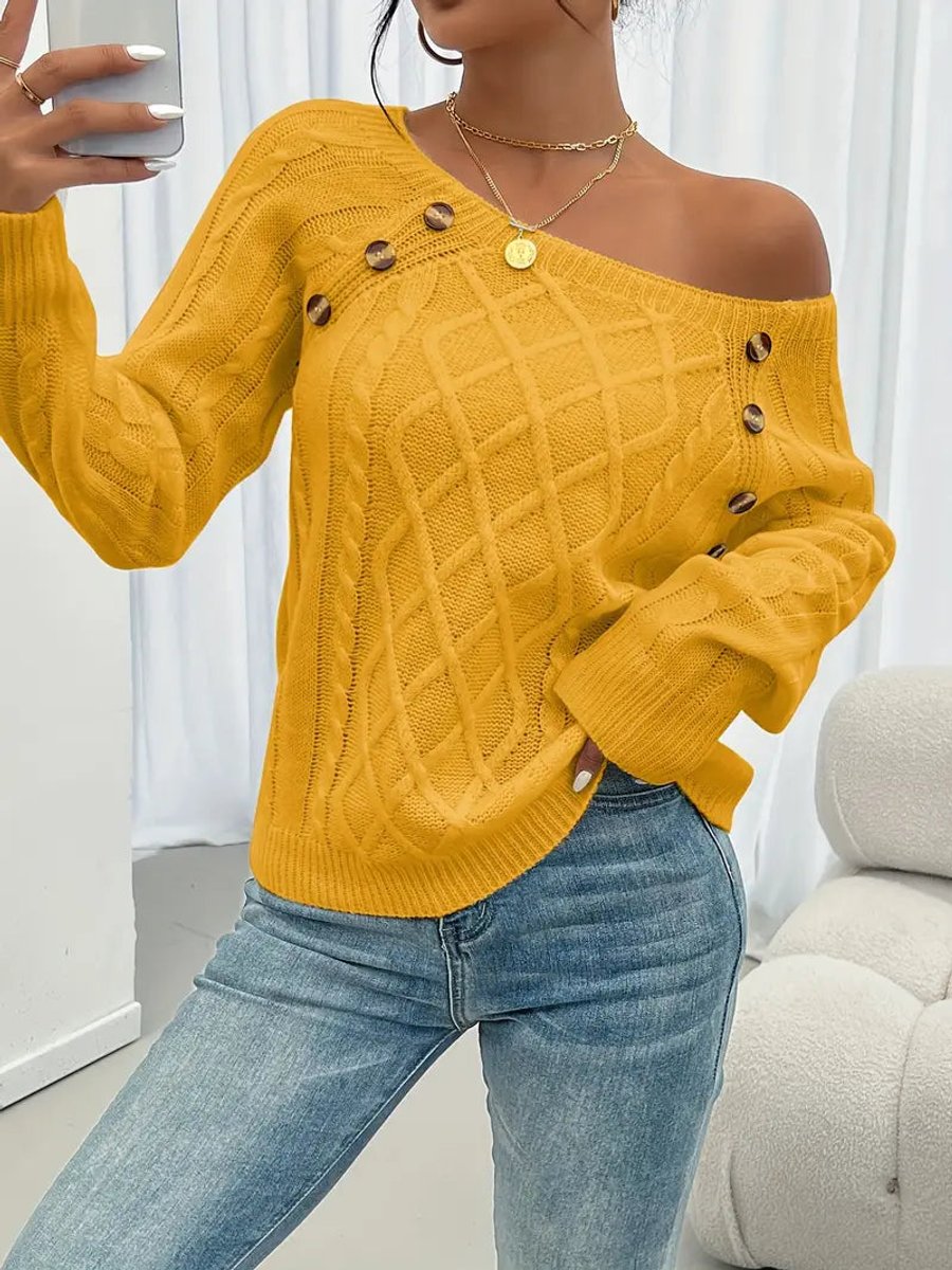 Women's Cable Knit Button Jumper