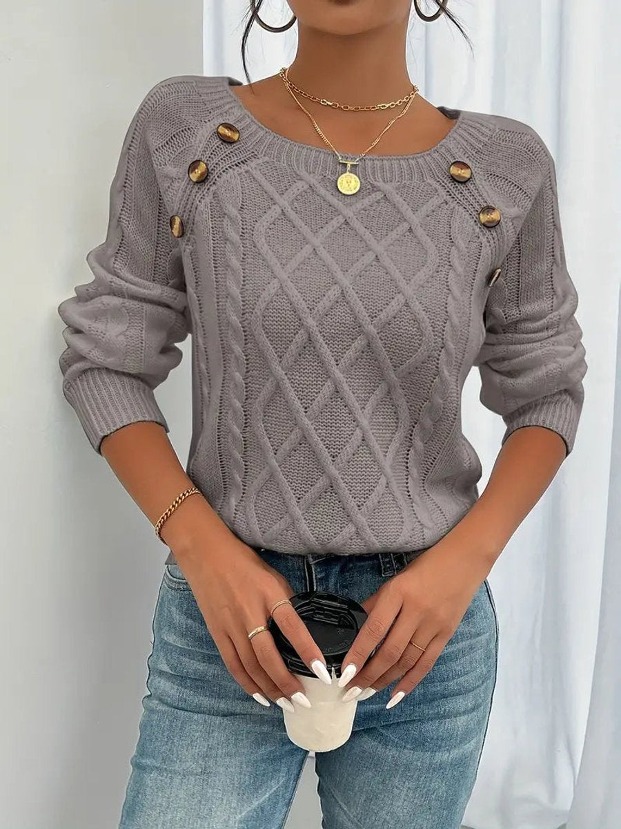 Women's Cable Knit Button Jumper