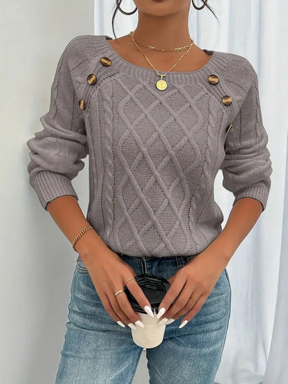 Women's Cable Knit Button Jumper