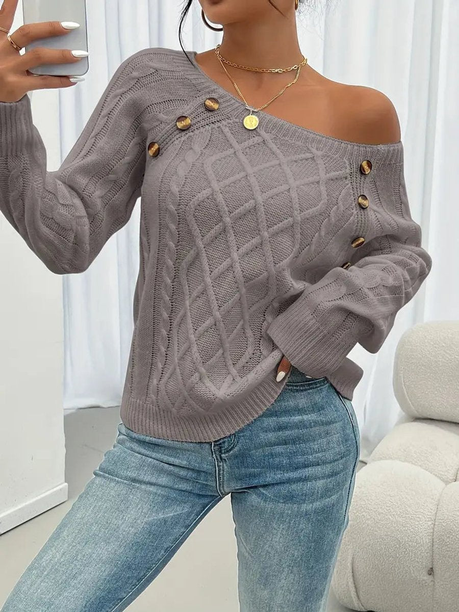 Women's Cable Knit Button Jumper