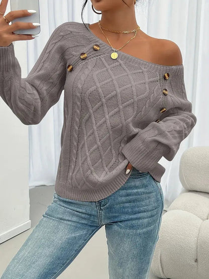 Women's Cable Knit Button Jumper