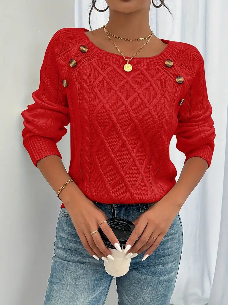 Women's Cable Knit Button Jumper