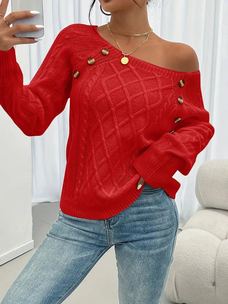 Women's Cable Knit Button Jumper
