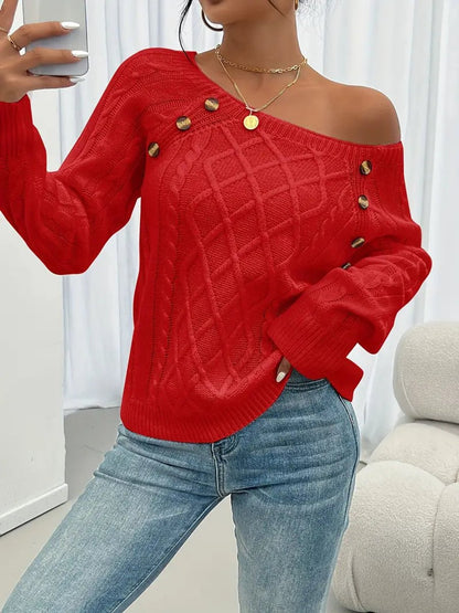 Women's Cable Knit Button Jumper