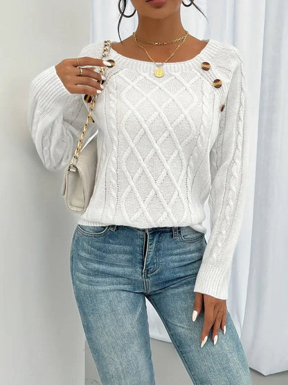 Women's Cable Knit Button Jumper