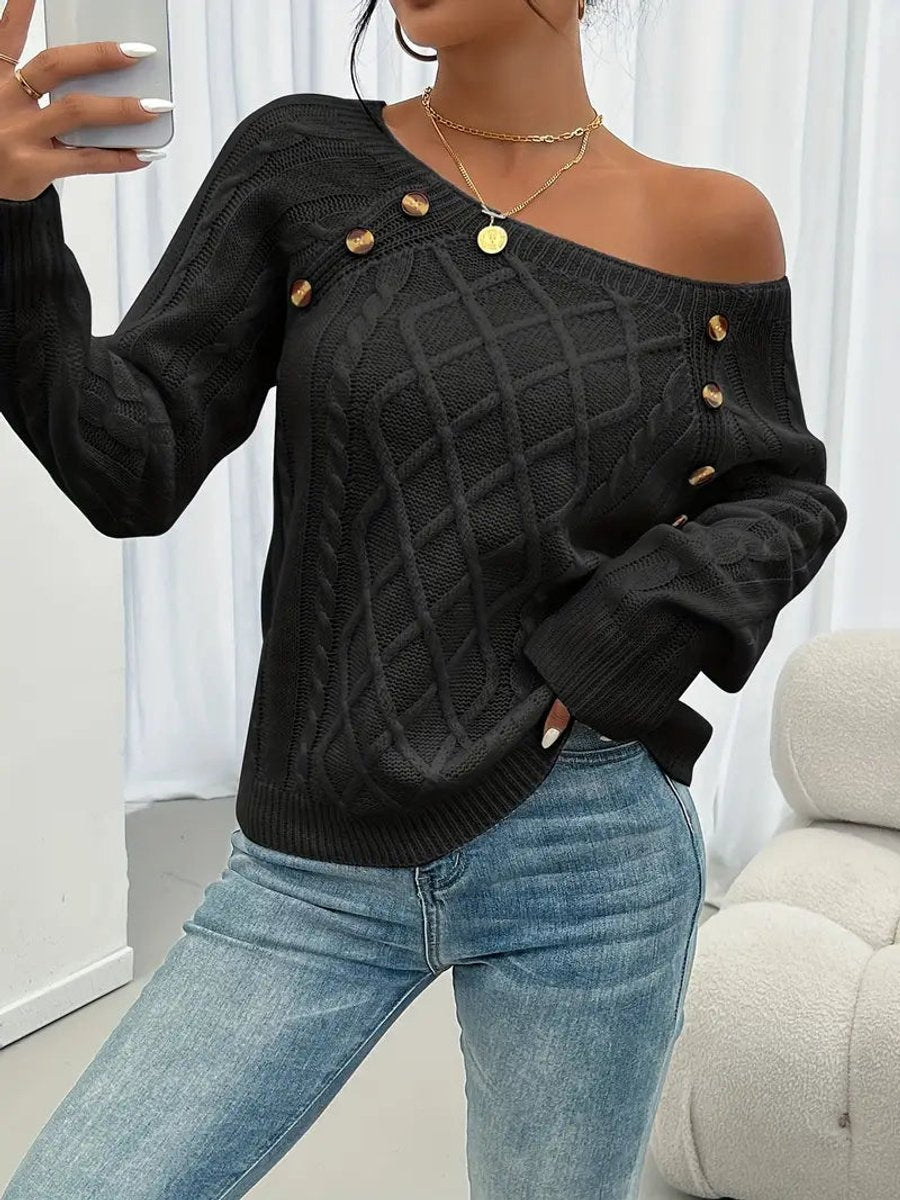 Women's Cable Knit Button Jumper