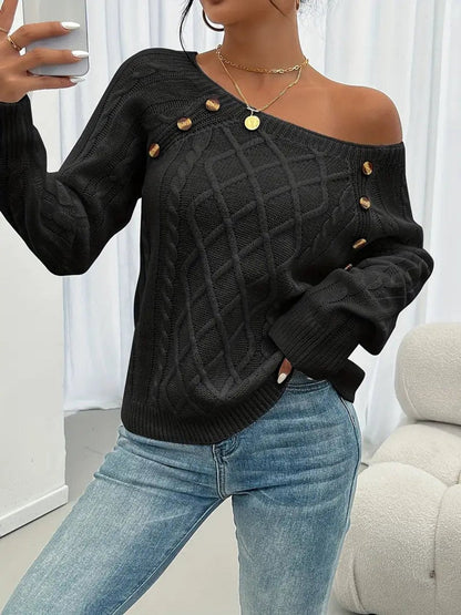 Women's Cable Knit Button Jumper