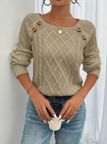 Women's Cable Knit Button Jumper