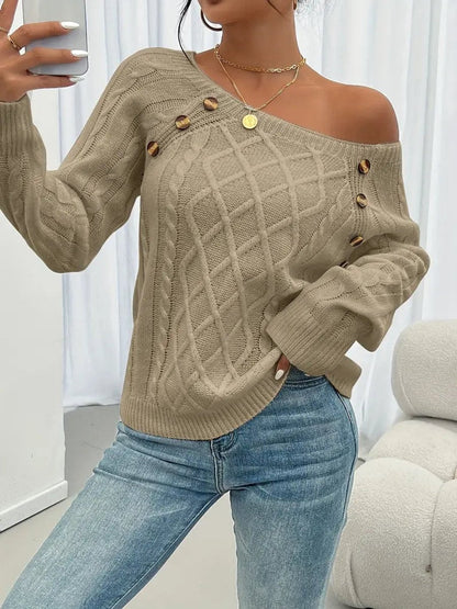 Women's Cable Knit Button Jumper