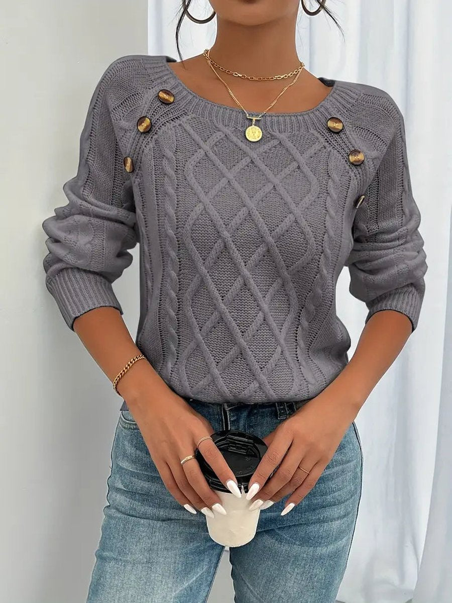 Women's Cable Knit Button Jumper