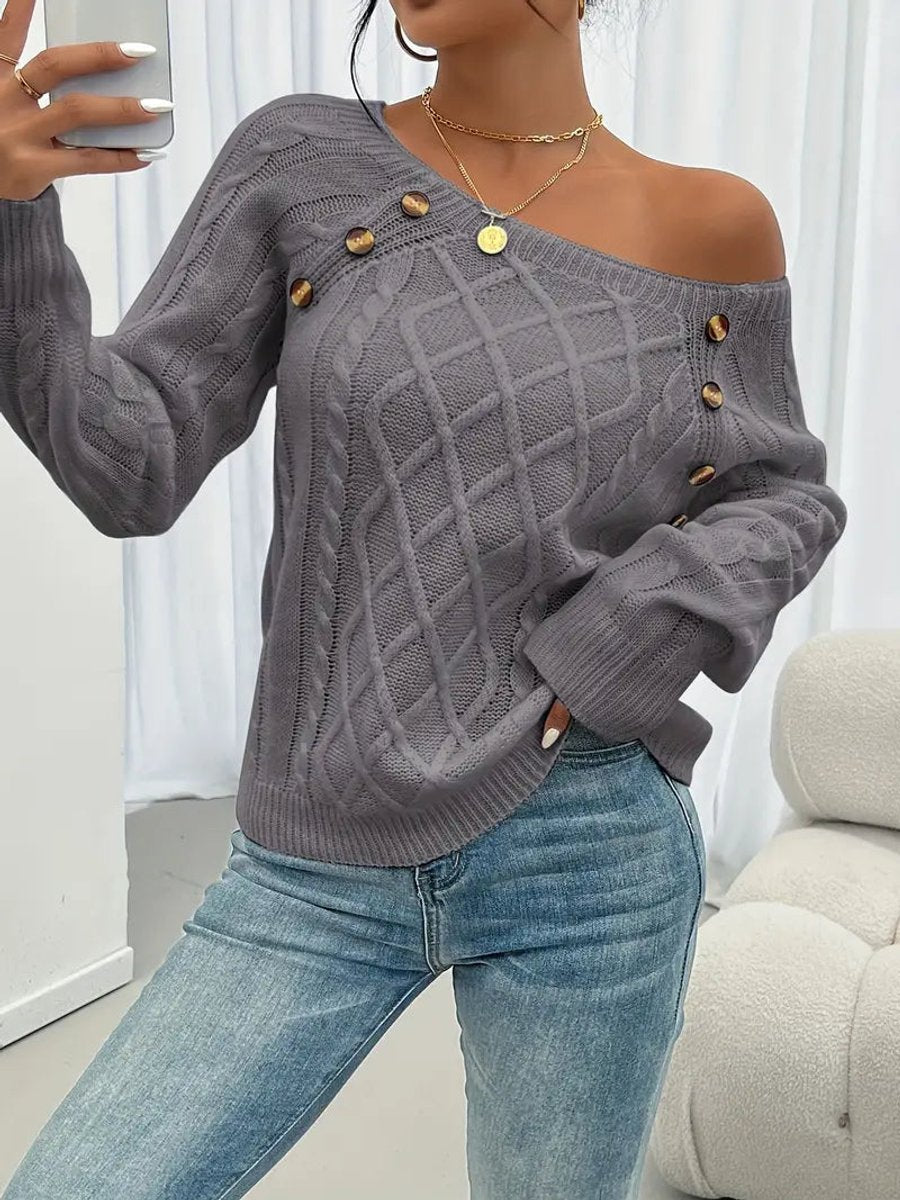Women's Cable Knit Button Jumper
