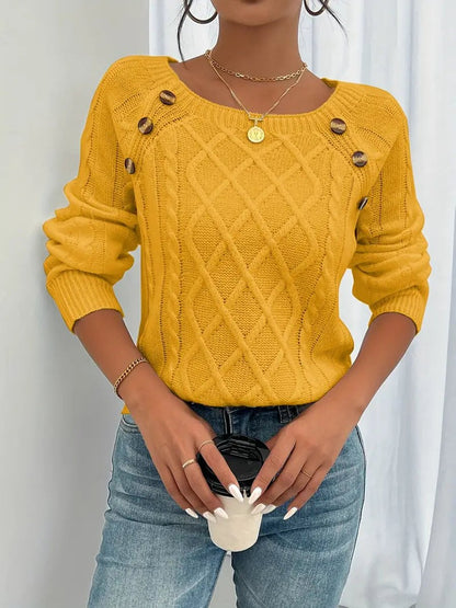 Women's Cable Knit Button Jumper