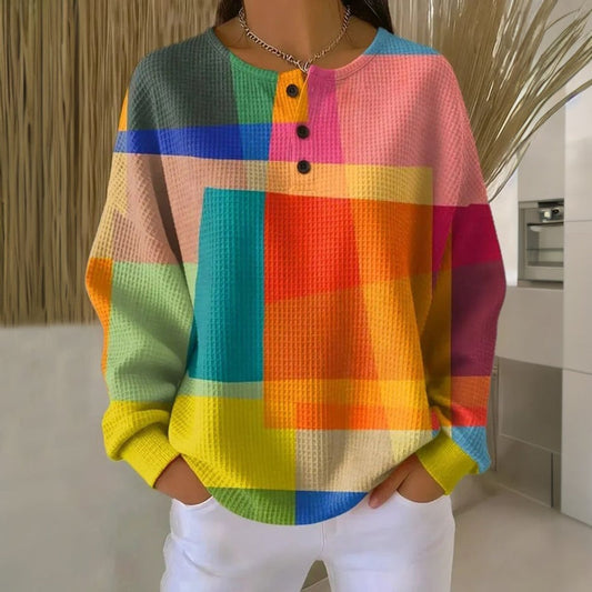 Women's Colourblock Waffle-Knit Sweater