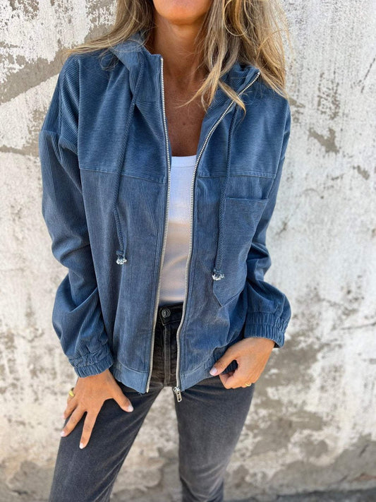 Women's Corduroy Hooded Oversized Jacket