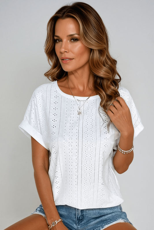 Women’s Eyelet Short Sleeve Top