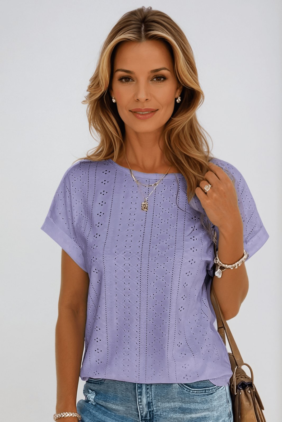Women’s Eyelet Short Sleeve Top