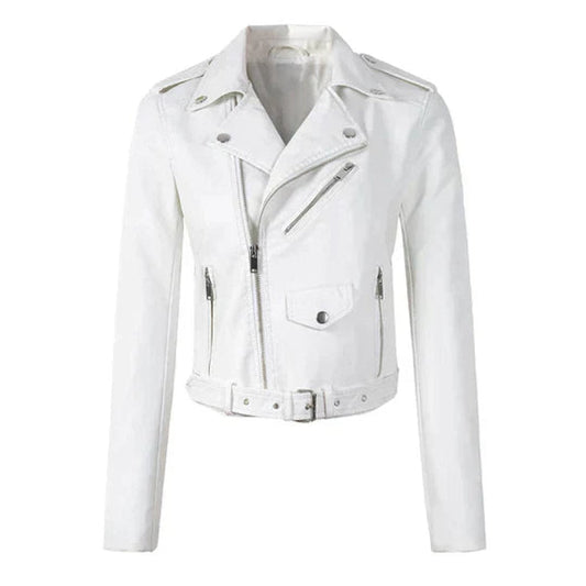 Women's Cropped Belted Zip-Up Jacket