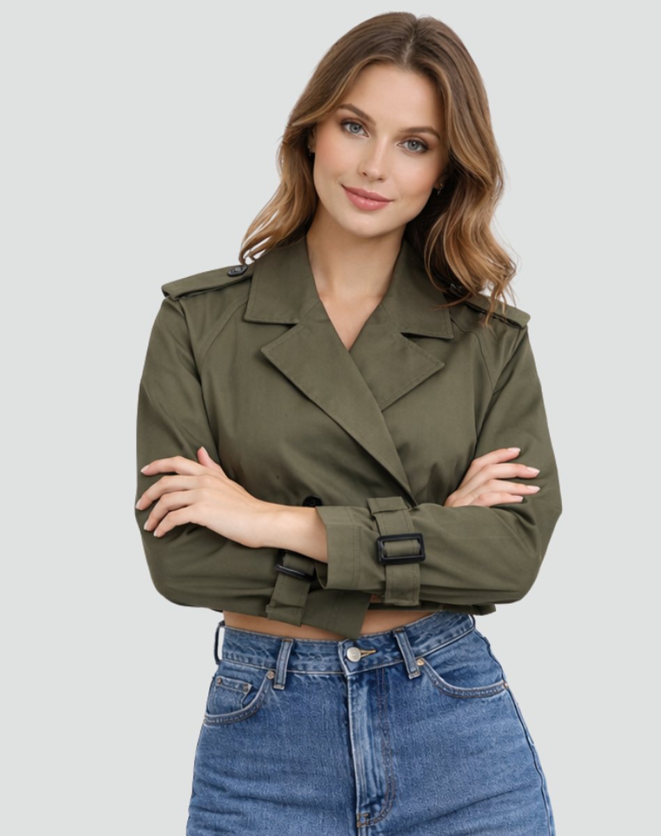 Women's Belted Cropped Trench Jacket