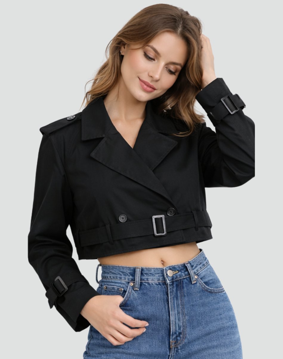 Women's Belted Cropped Trench Jacket