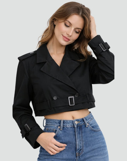 Women's Belted Cropped Trench Jacket