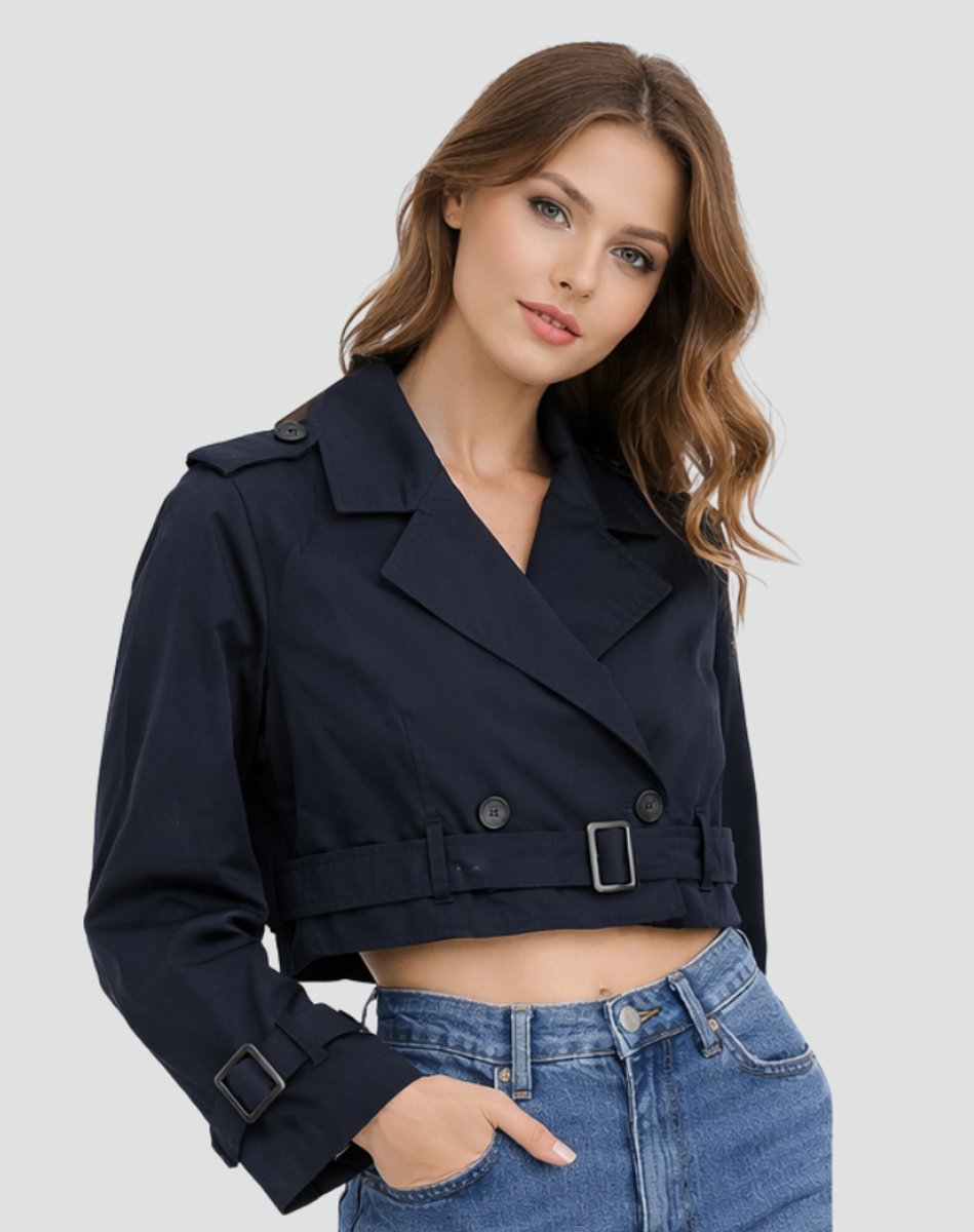 Women's Belted Cropped Trench Jacket