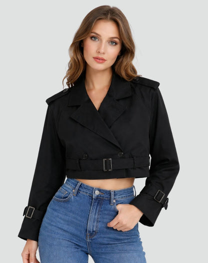 Women's Belted Cropped Trench Jacket