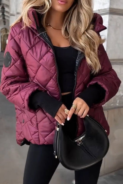 Women's Diamond Quilted Hooded Puffer