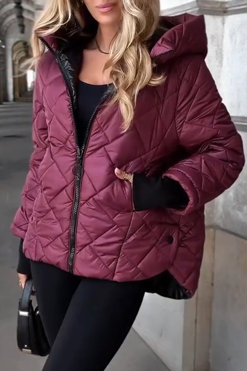 Women's Diamond Quilted Hooded Puffer