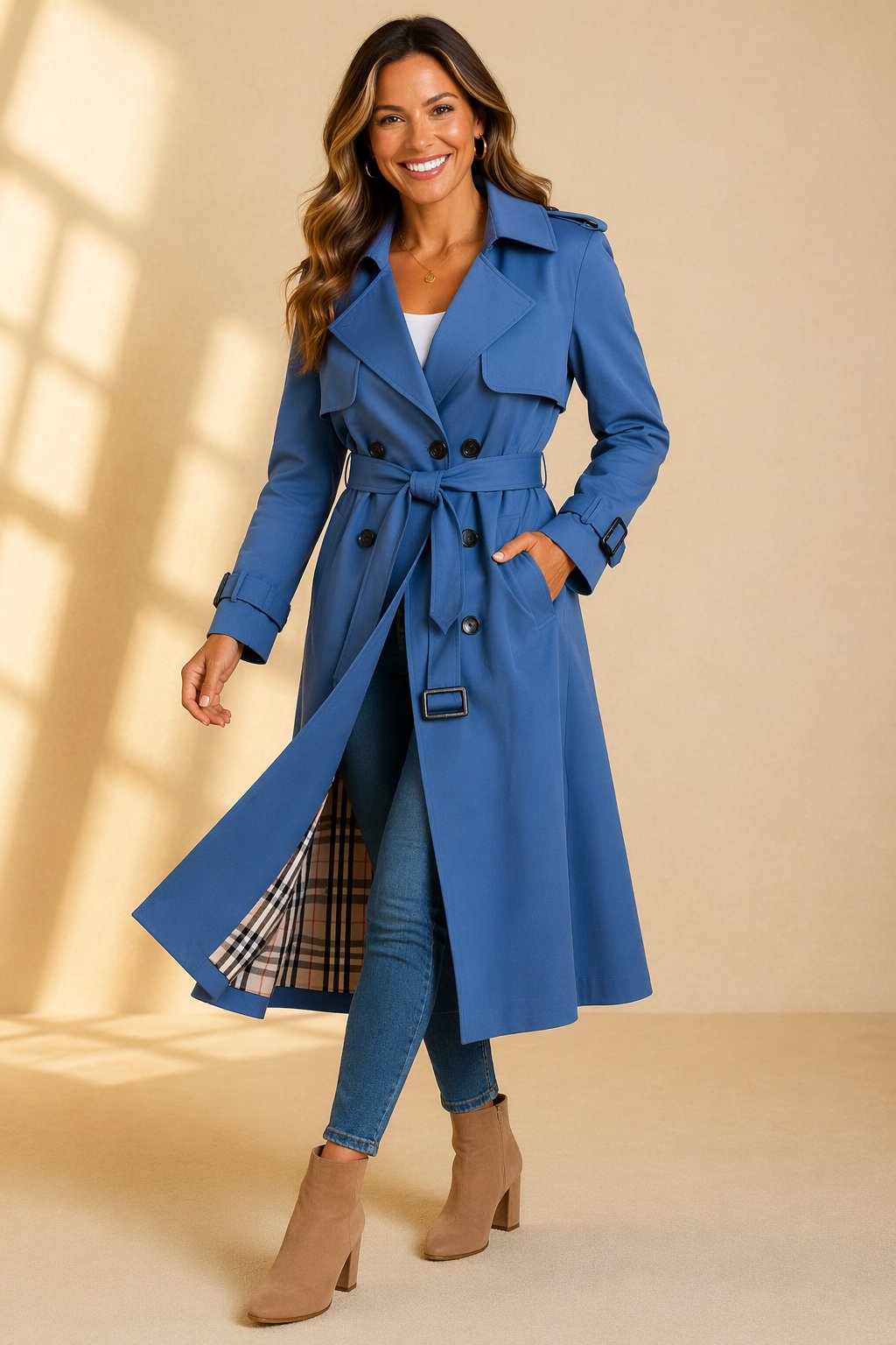 Women's Long Belted Trench Coat