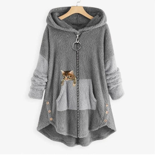 Women's Plush Fleece Pocket Hoodie