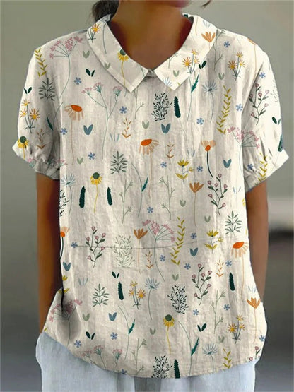 Women's Floral Polo Blouse