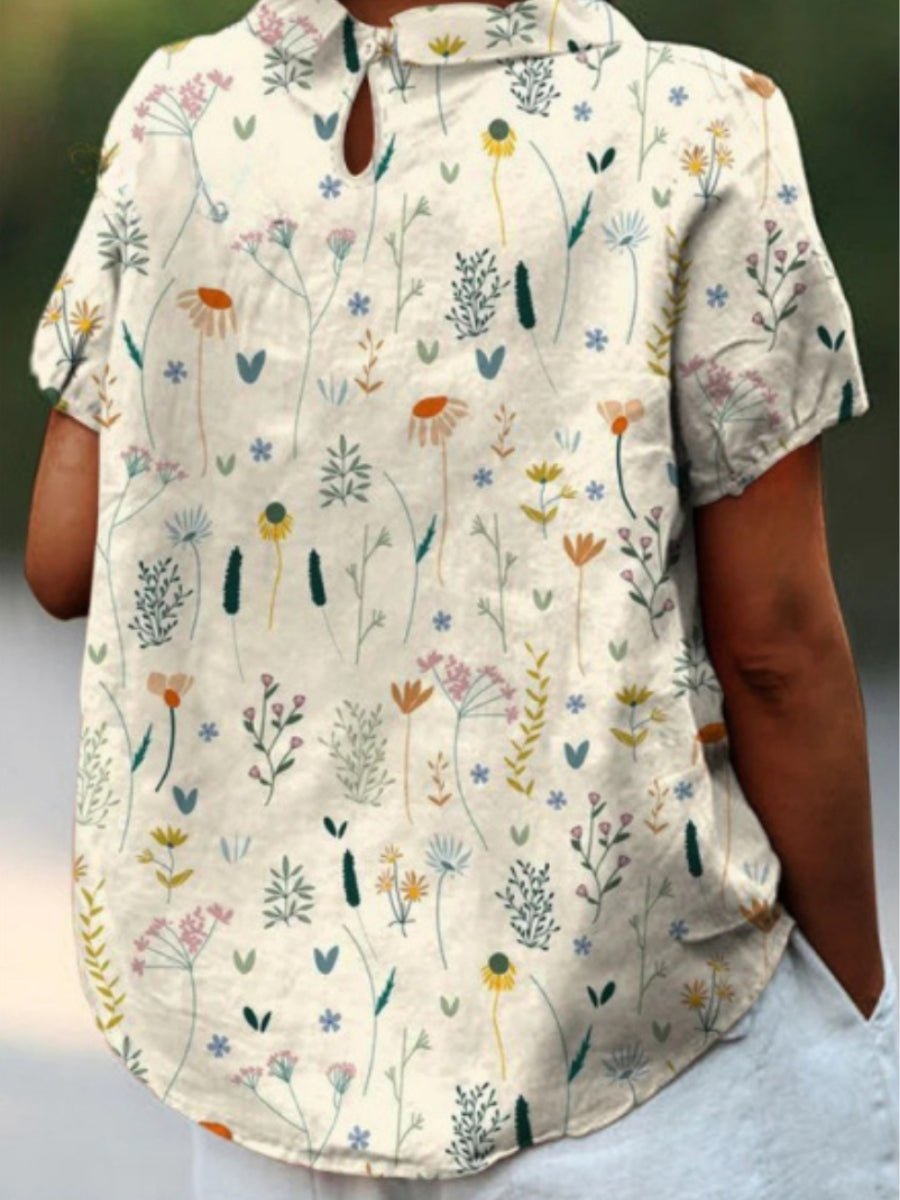 Women's Floral Polo Blouse