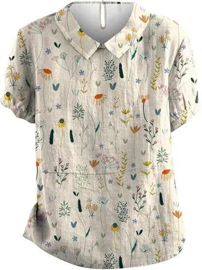 Women's Floral Polo Blouse