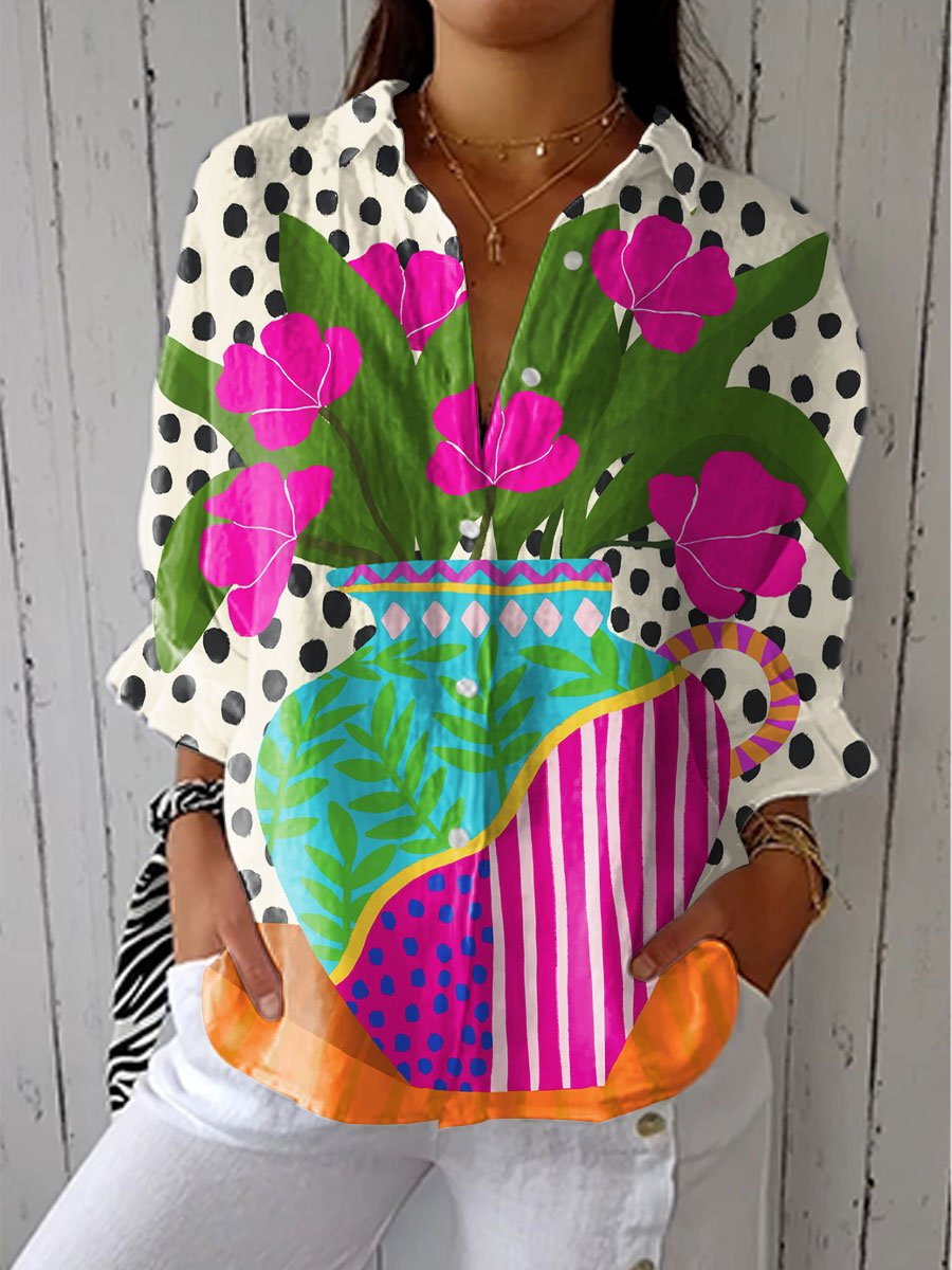 Women's Floral Button-Front Blouse