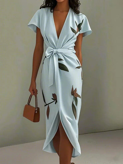 Women’s Floral Wrap Midi Dress