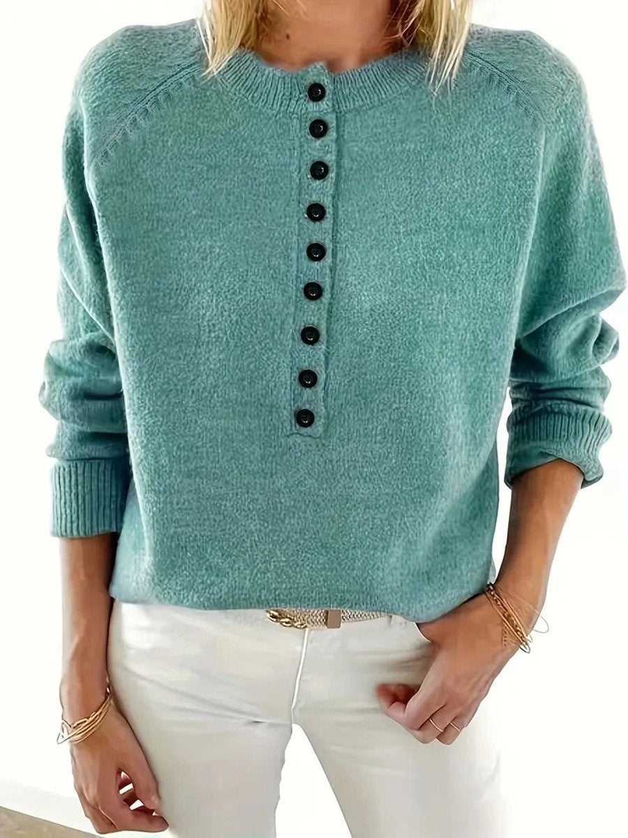 Women's Half-Button V-Neck Jumper