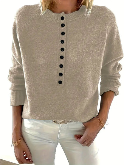Women's Half-Button V-Neck Jumper