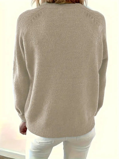 Women's Half-Button V-Neck Jumper