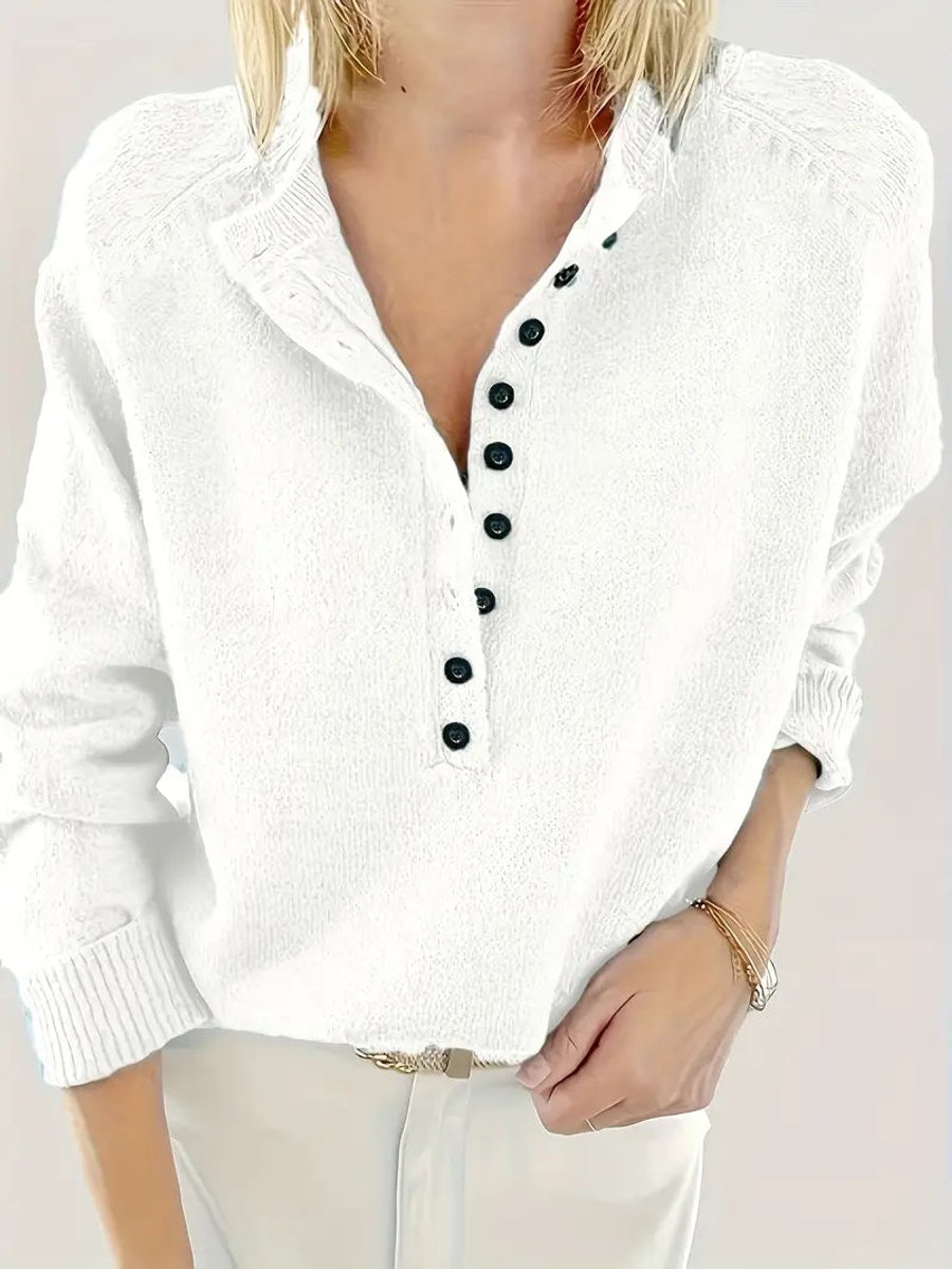 Women's Half-Button V-Neck Jumper