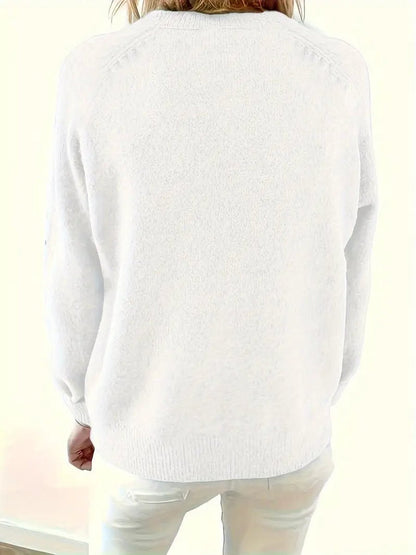 Women's Half-Button V-Neck Jumper