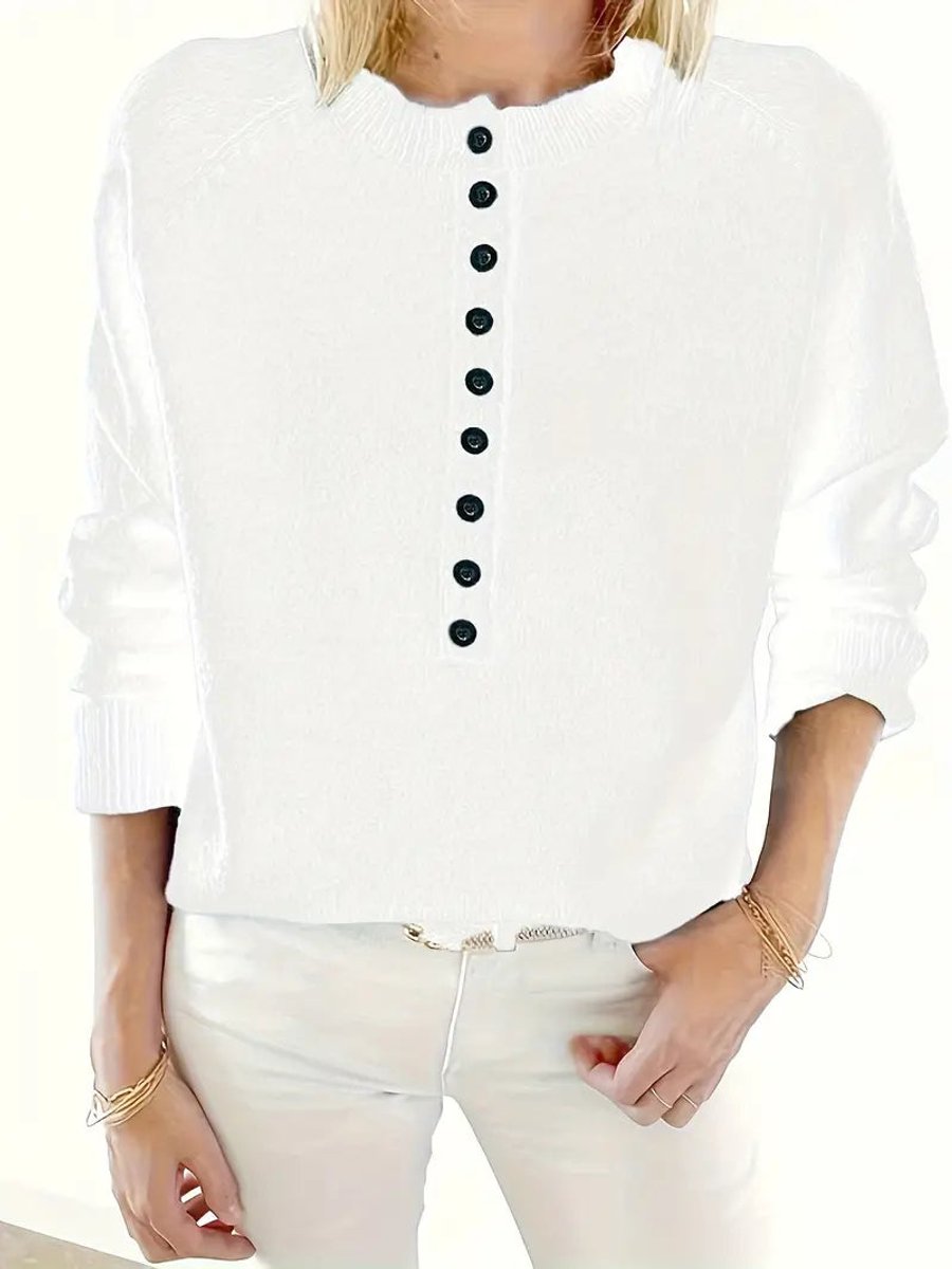 Women's Half-Button V-Neck Jumper