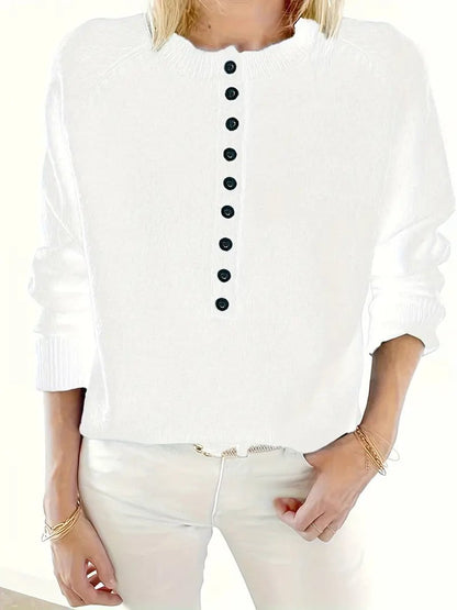 Women's Half-Button V-Neck Jumper