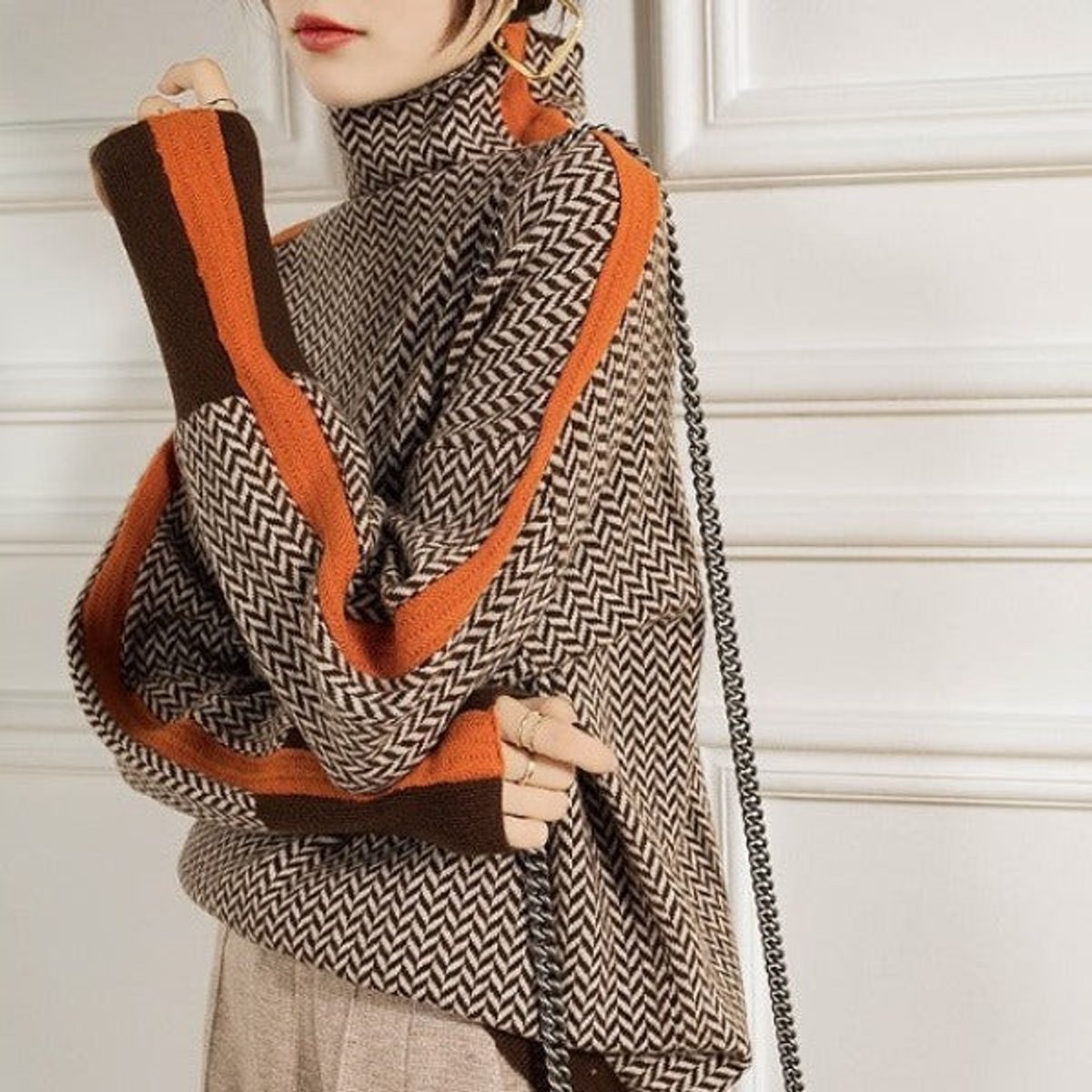 Women's Contrast-Trim Knit Sweater