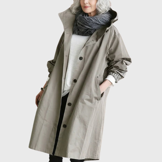 Women's Hooded Midi Trench Coat