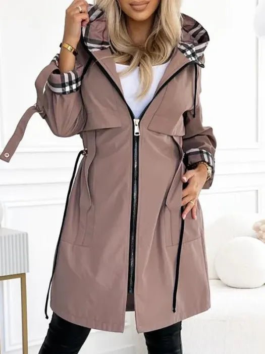 Women's Hooded Waterproof Trench Coat