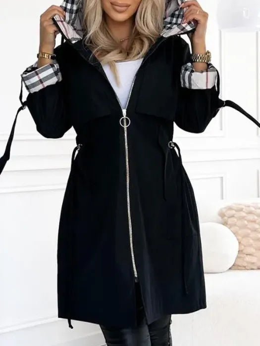 Women's Hooded Waterproof Trench Coat