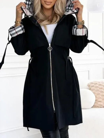 Women's Hooded Waterproof Trench Coat