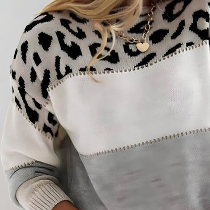 Women's Leopard Colour-Block Sweater